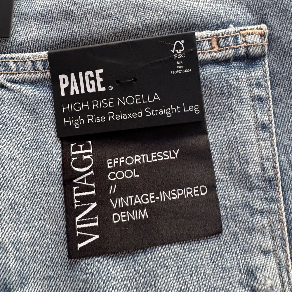 Paige Denim High Rise Noella Relaxed Straight Leg Sz. 31 Ravenna Destructed - Picture 9 of 9